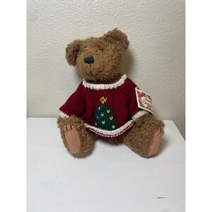 Ganz Twinkles Christmas Teddy Bear Wearing Festive‎ Sweater 1995 Collectible